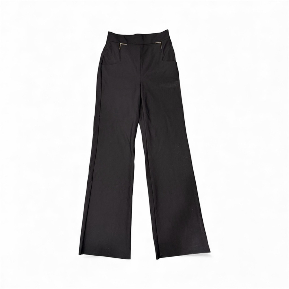 Lela Rose Wide Leg High Waist Pants Trousers Gunmetal Hardware Detail Size 4